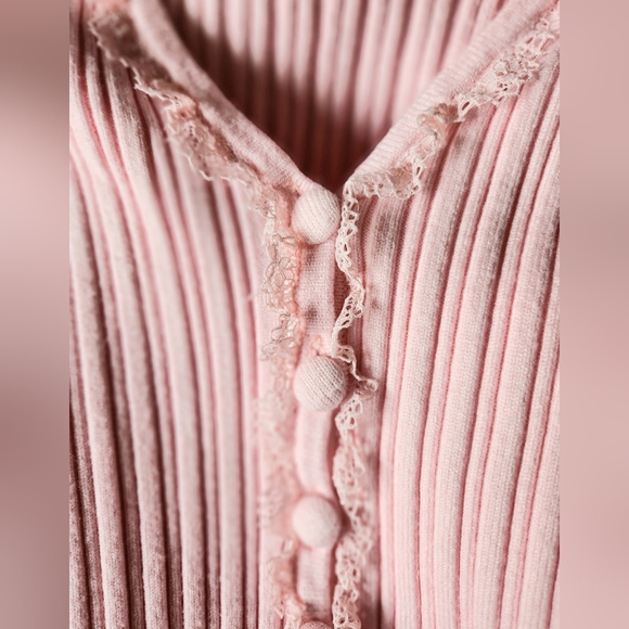 FOR LOVE & LEMONS LENA PINK SLIM CARDIGAN L 8/10 - Picture 6 of 6